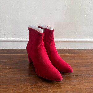 Marc Fisher  Women's Red Suede Heeled Ankle Boots